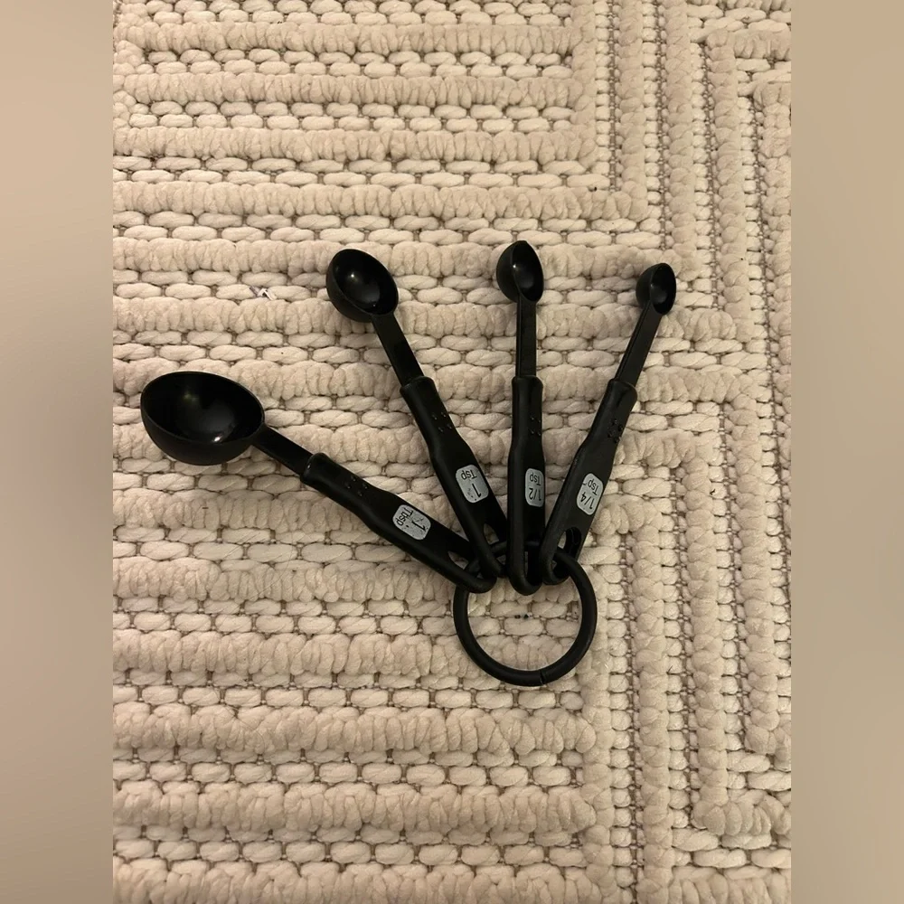 Black Measuring Cups: 1 Tbsp, 1 Tsp, 1/2 Tsp, 1/4 Tap Perfect for Cooking Baking
